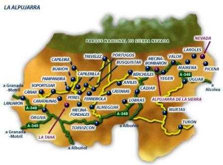 Mapa de La Alpujarra.