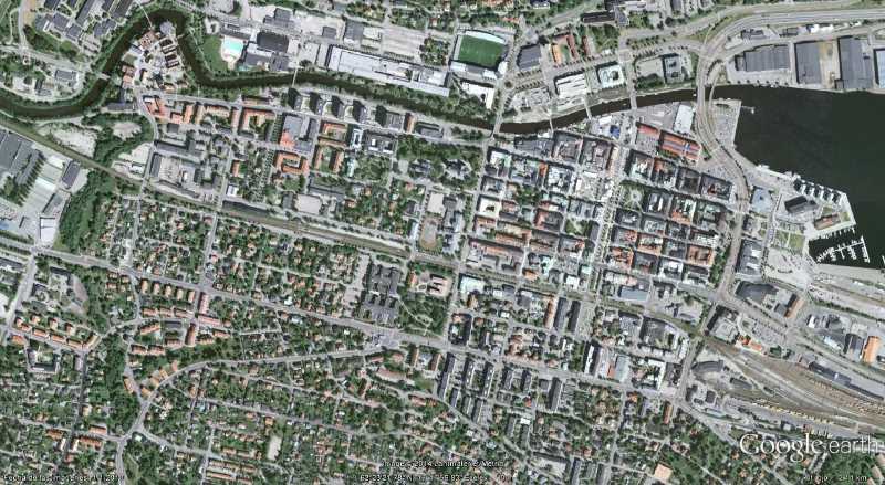 Ortofoto del centro de Sundsvall, Suecia. Fuente: Google Earth