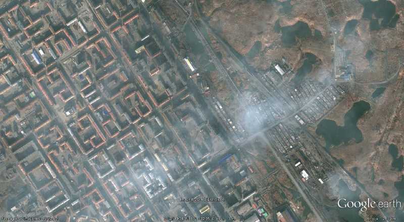 Norilsk, ciudad castigada por la contaminación. Fuente: Google Earth