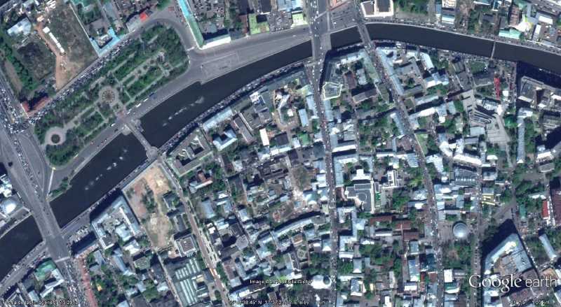 Ortofoto del centro de Moscú. Fuente: Google Earth