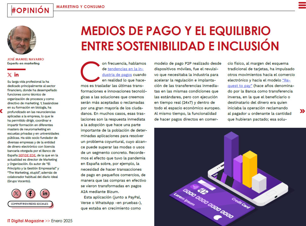 Medios de pago. El equilibrio entre sostenibilidad e inclusión.