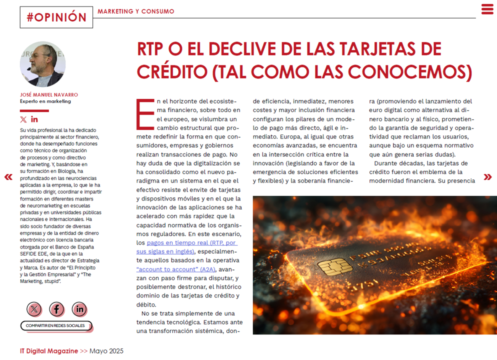 RTP o el declive de las tarjetas de crédito (tal como las conocemos).
