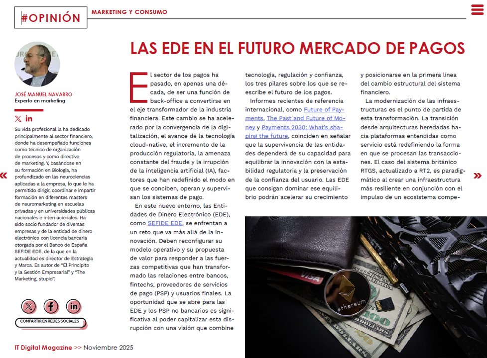 Las EDE en el futuro mercado de pagos.